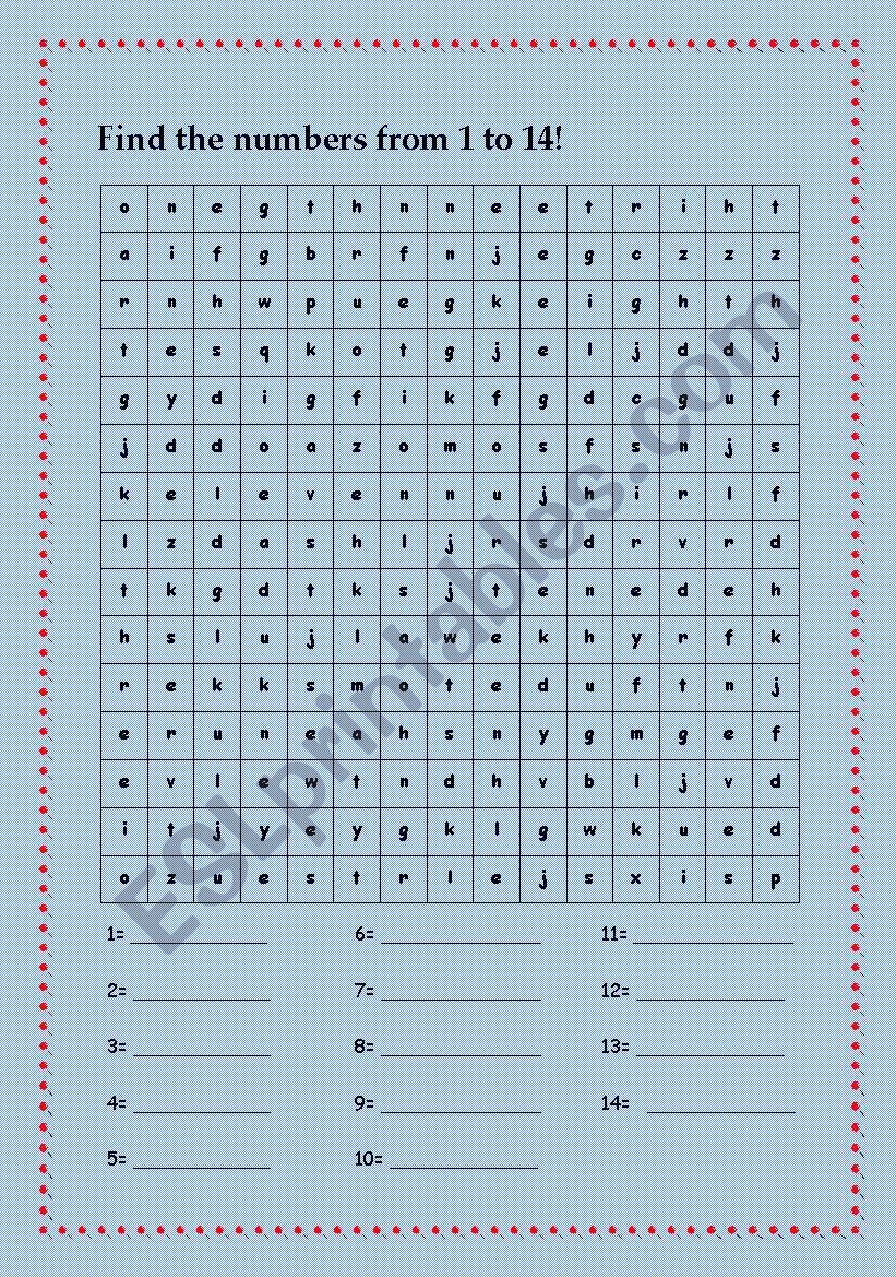 NUMBERS worksheet