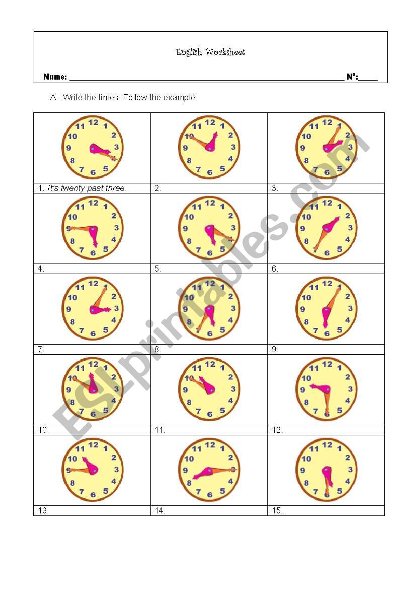 Tell the time worksheet