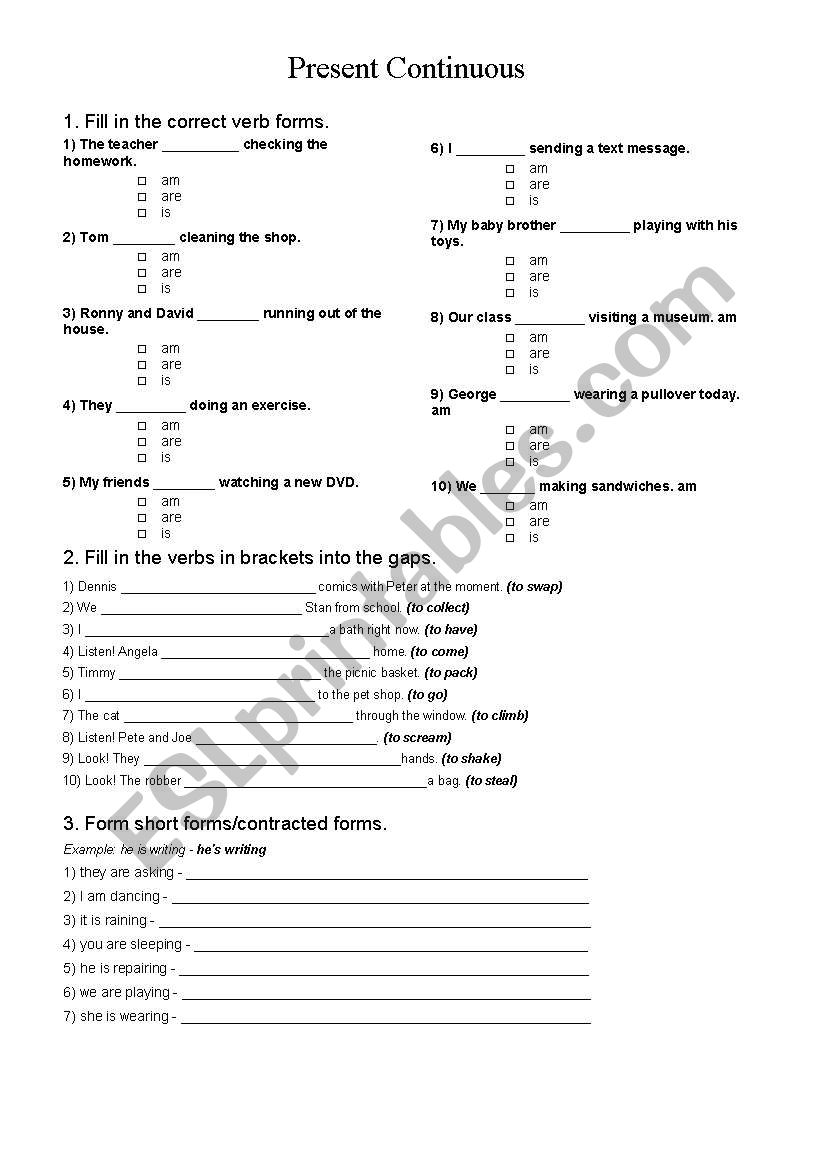 Present Continuous (beginner) worksheet