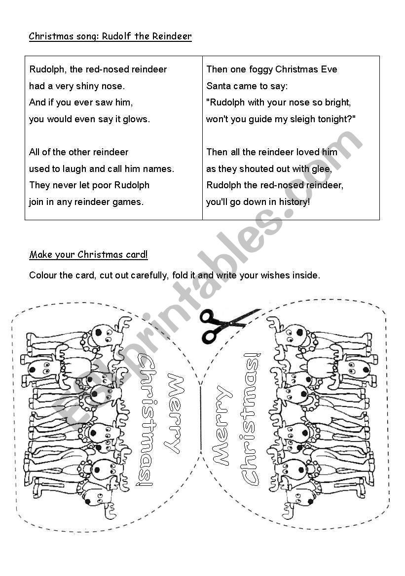Christmas song & card 1 worksheet