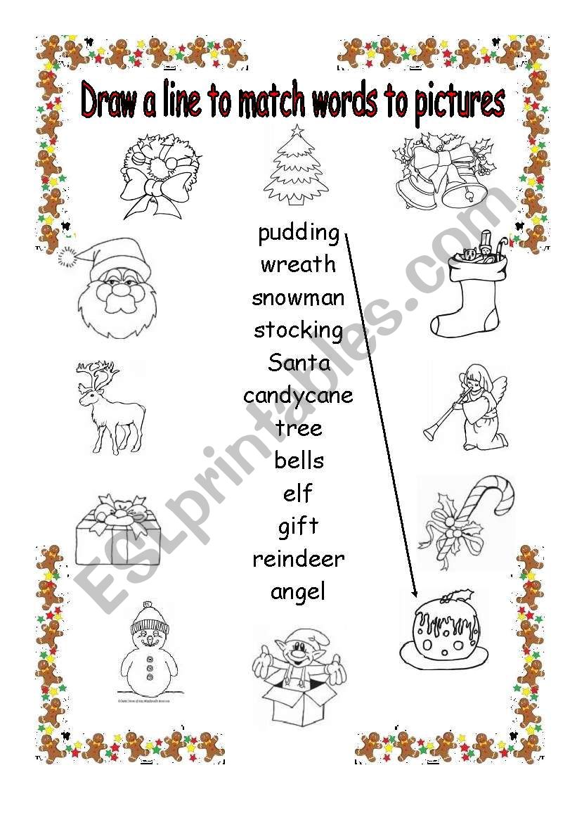 christmas matching words to pictures