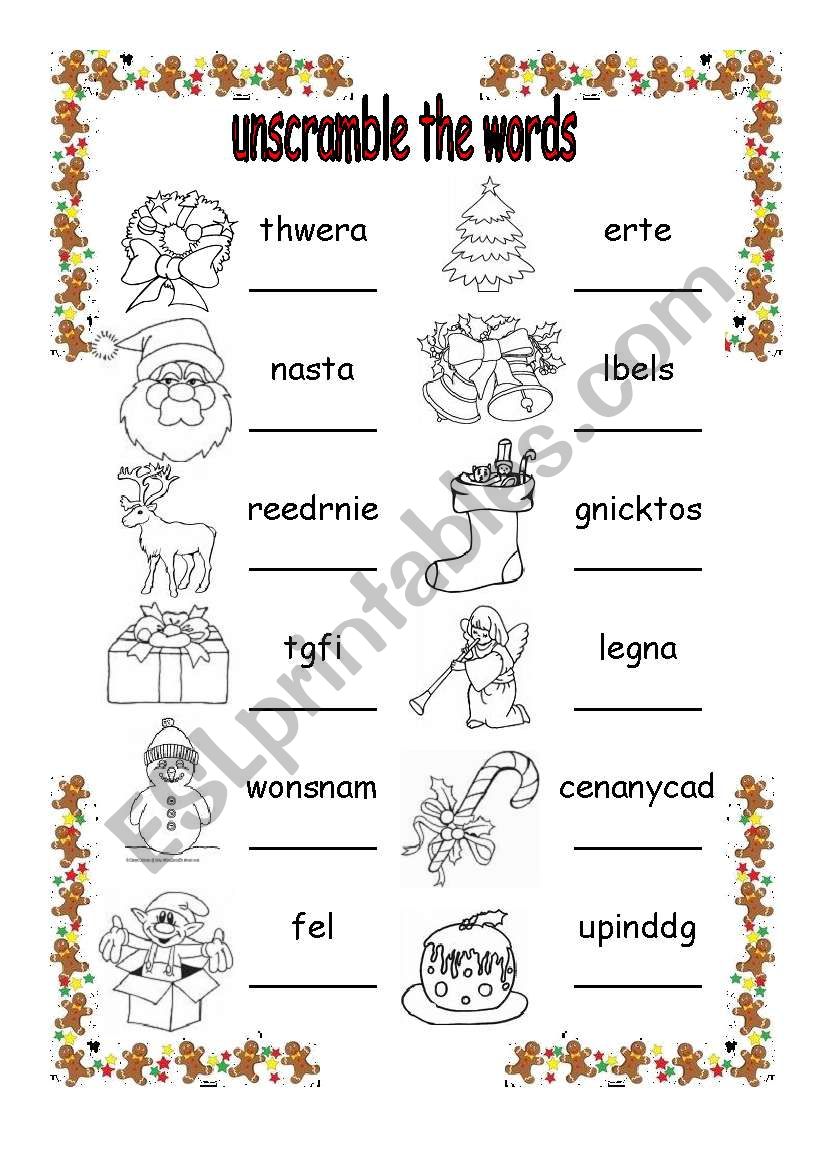 unscramble the words worksheet