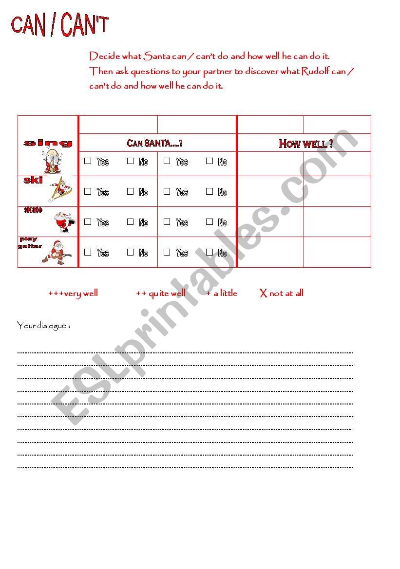 pair work santa / rudolf worksheet