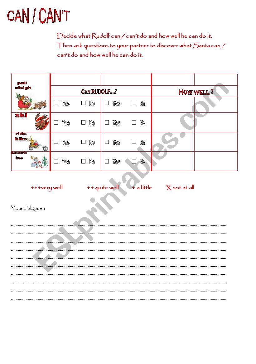 pair work santa / rudolf 2 worksheet