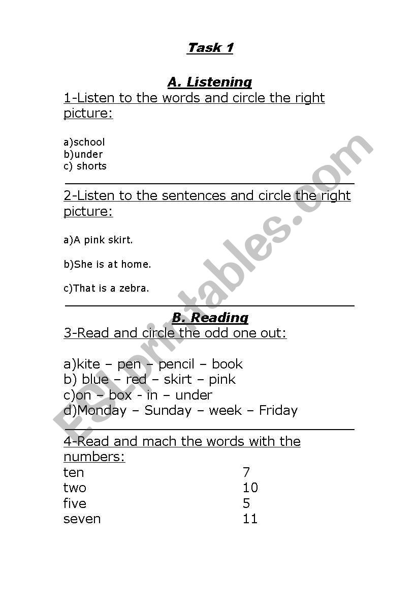 test 1 worksheet