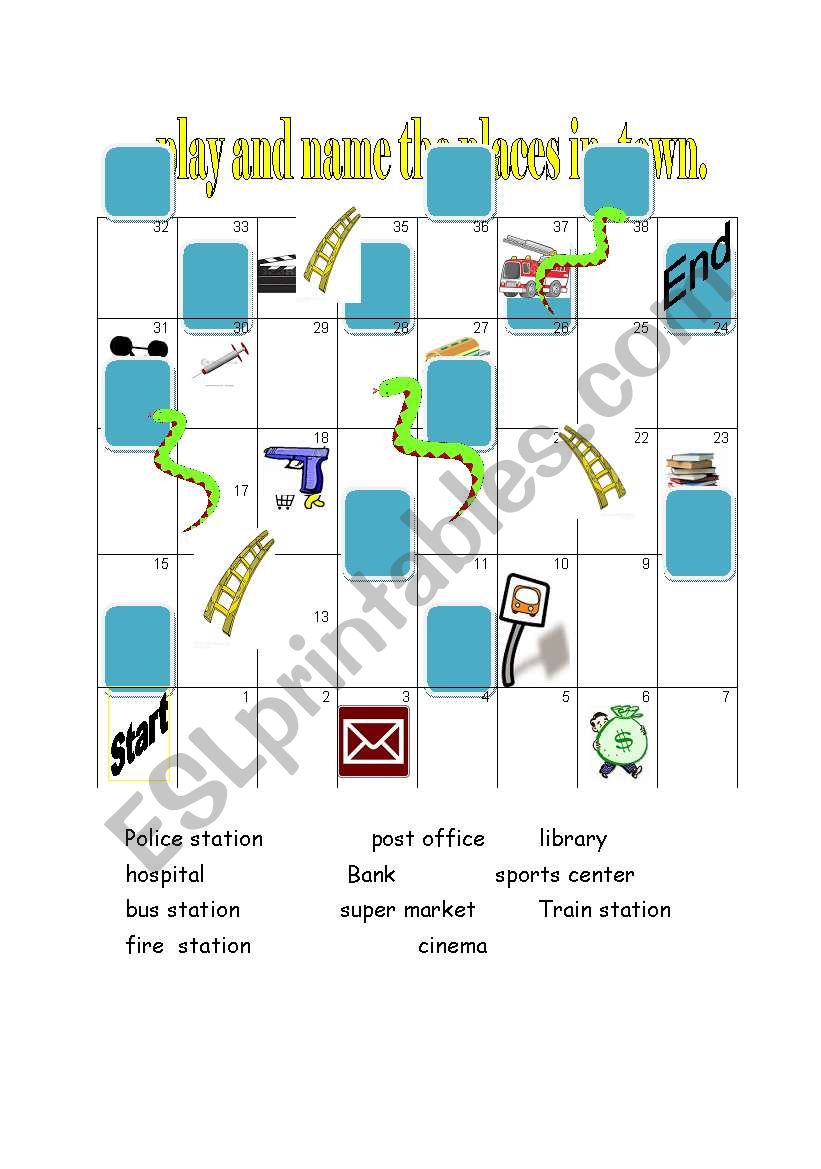 ladders and snakes in town worksheet