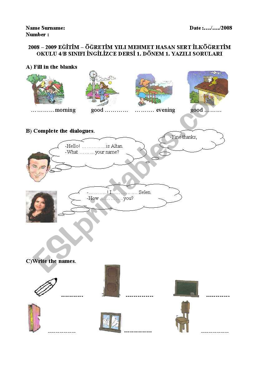 4th grade exam worksheet