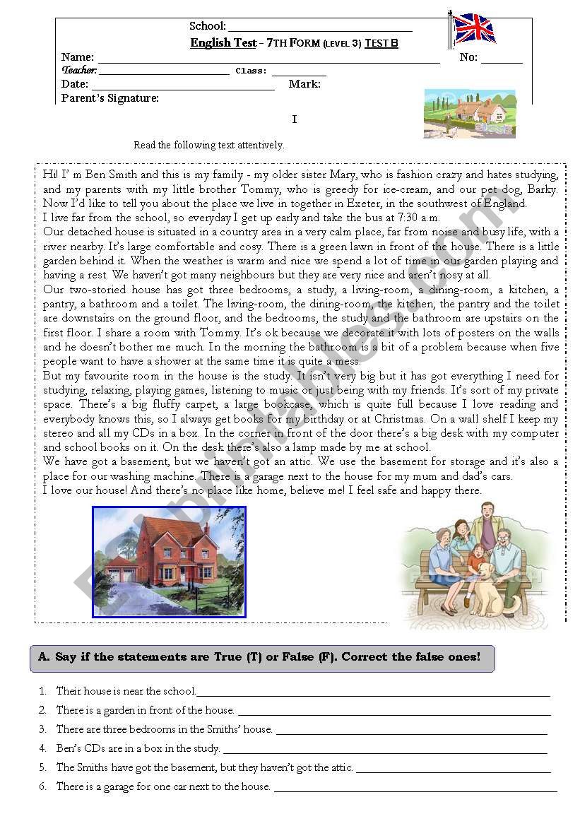 The House test B worksheet