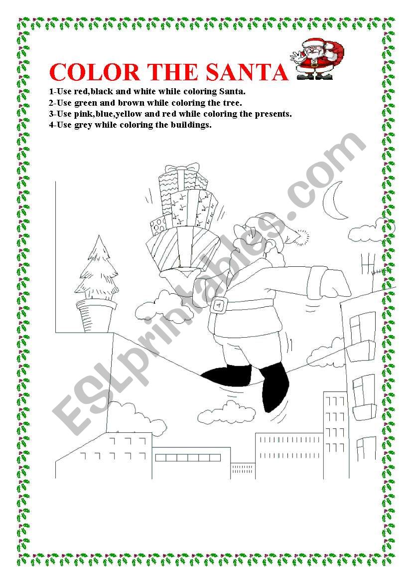 color the santa worksheet