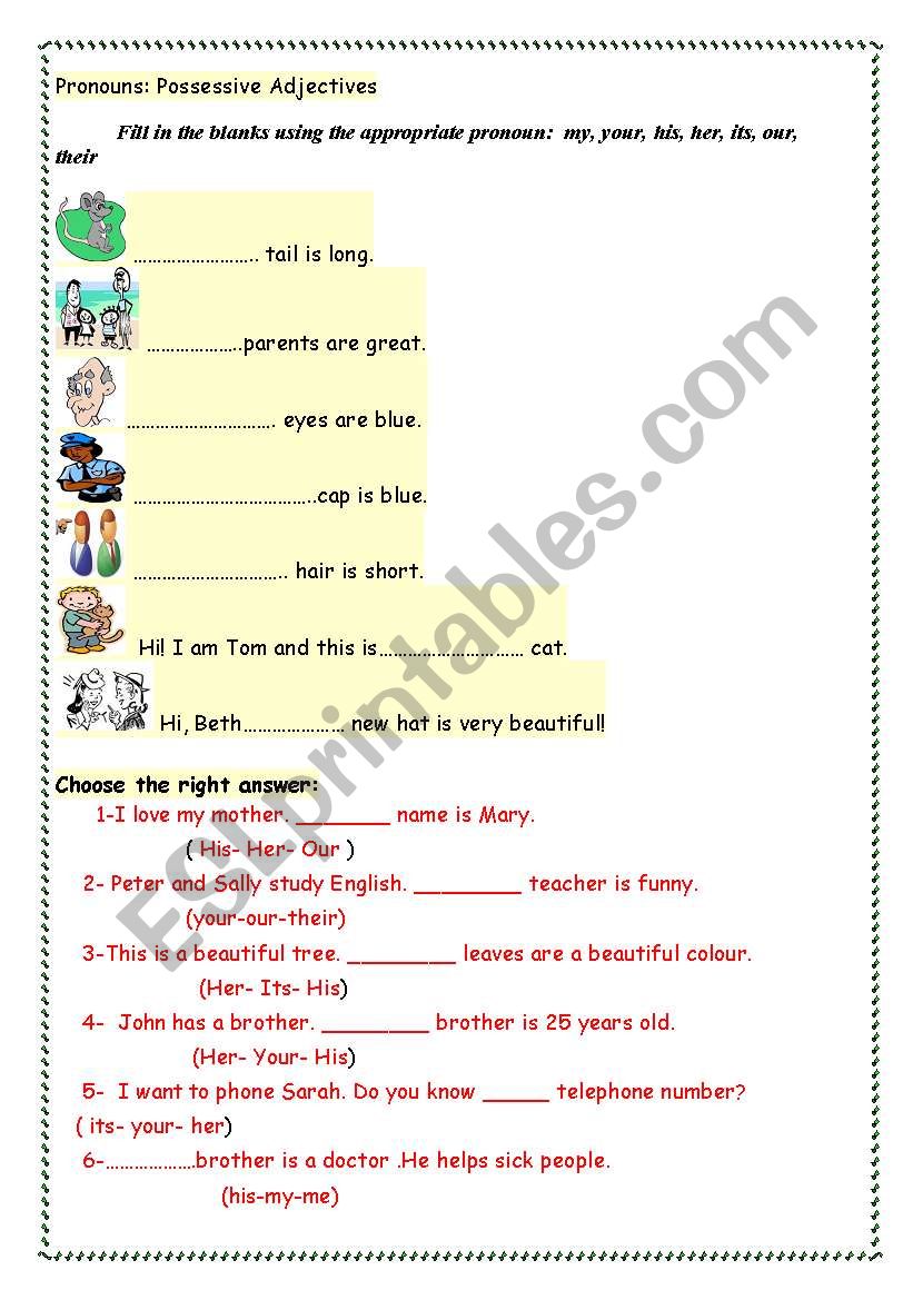 possessive adjectives exercises