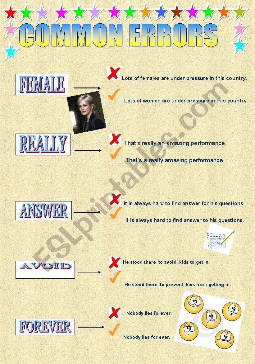 COMMON ERRORS II worksheet