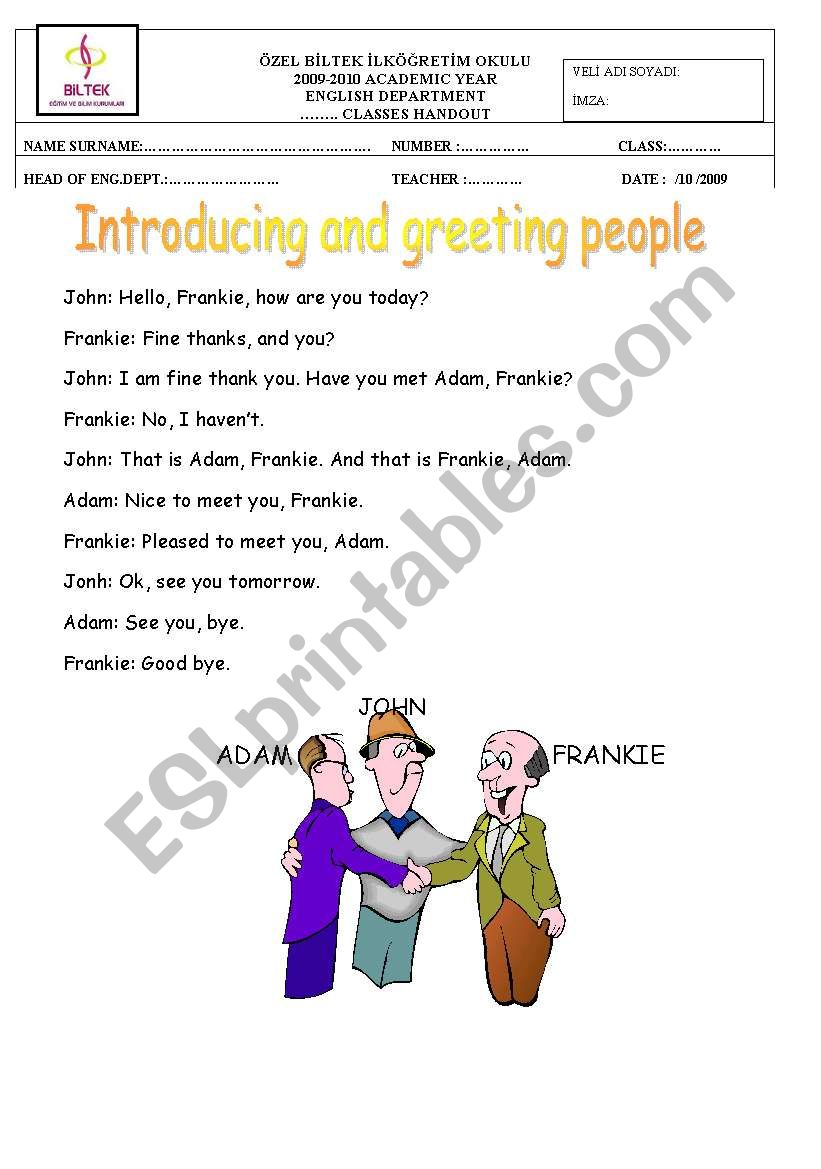 Introducing and greeting people