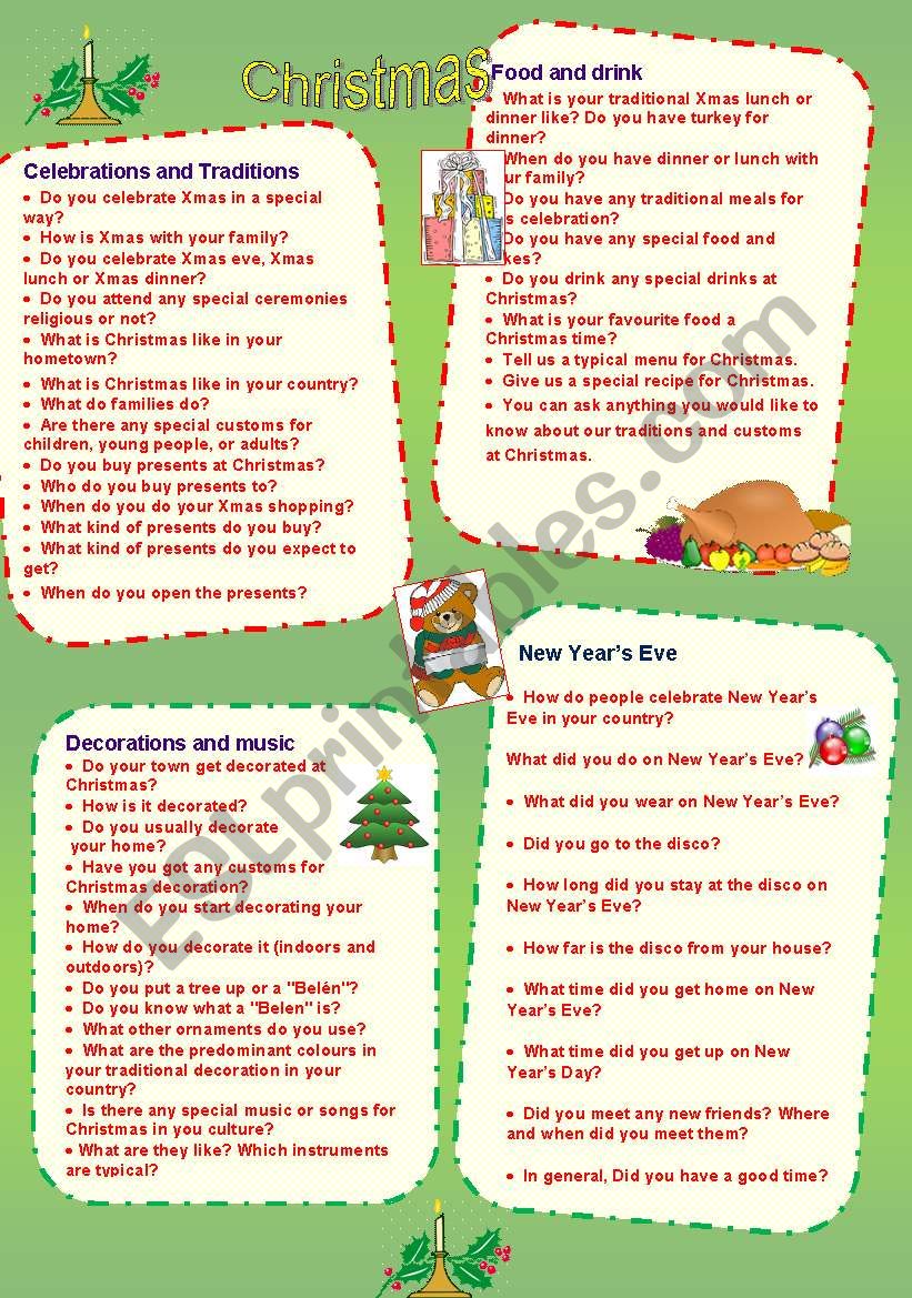 Speaking cards 3  Christmas worksheet