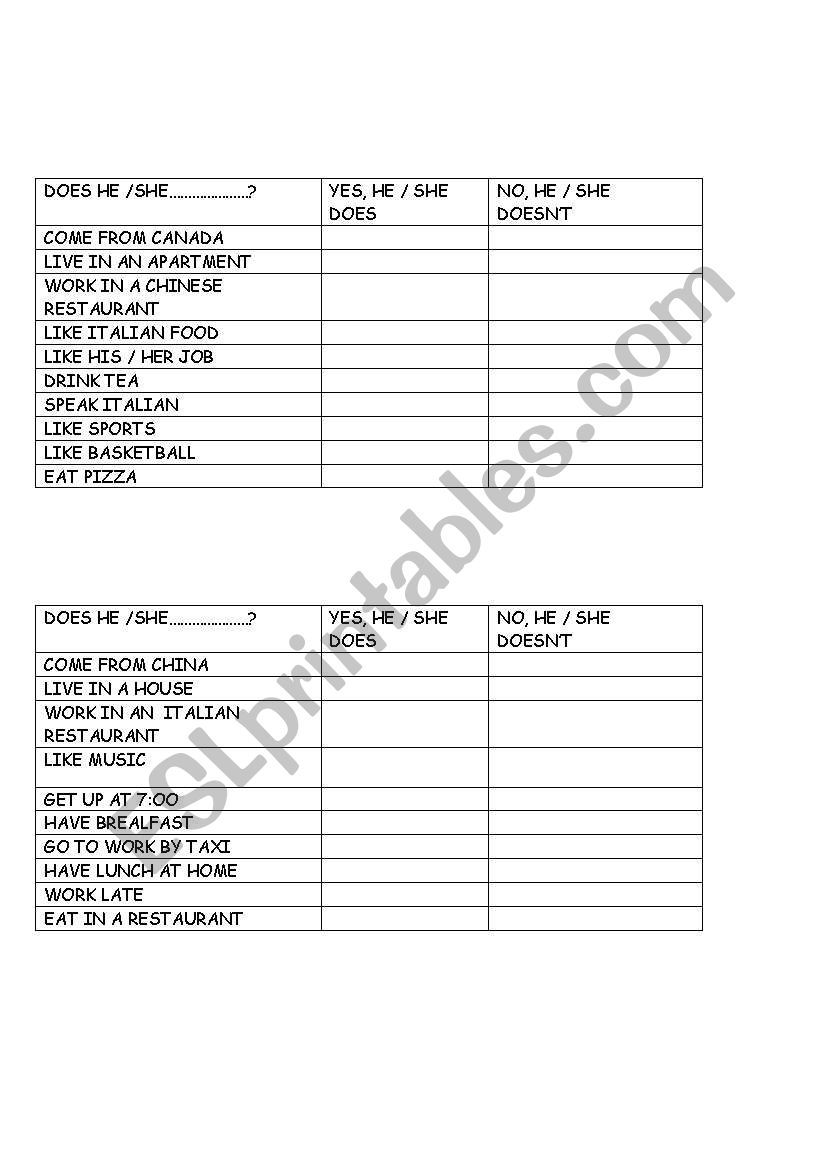 present simple worksheet