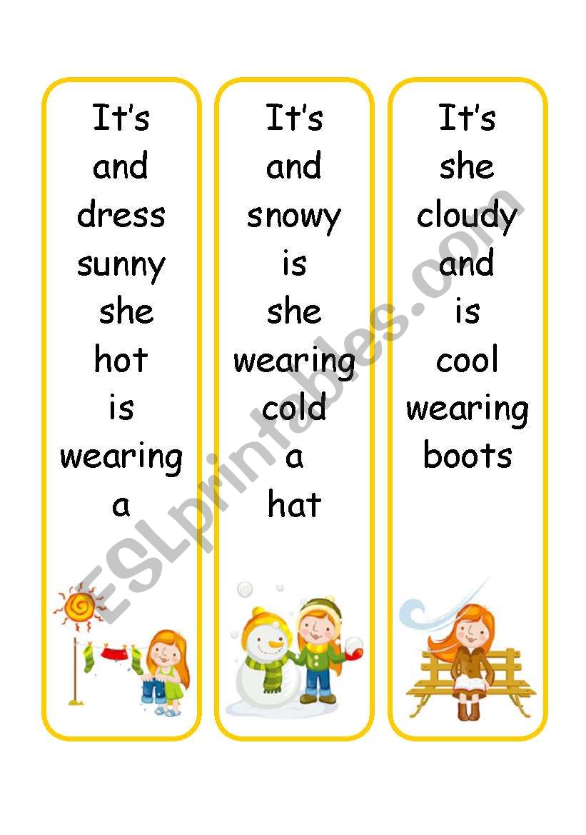 6 sentence cards ( weather /clothes )!