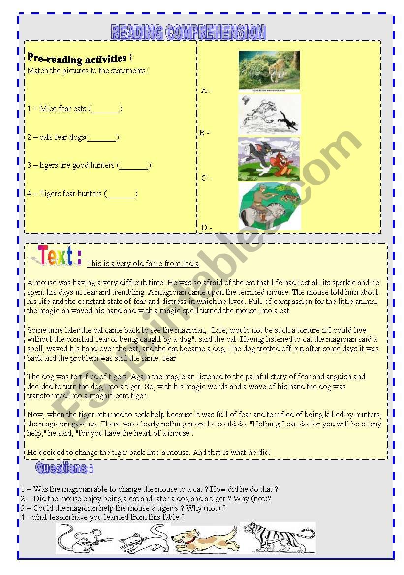 Reading comprehension  worksheet