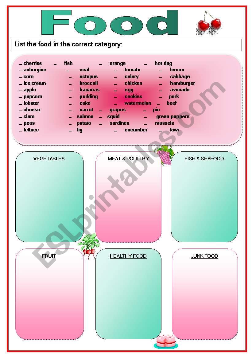 Food (PART II) worksheet