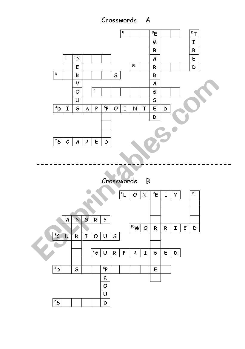 Feelings crosswords - communicative, work pair