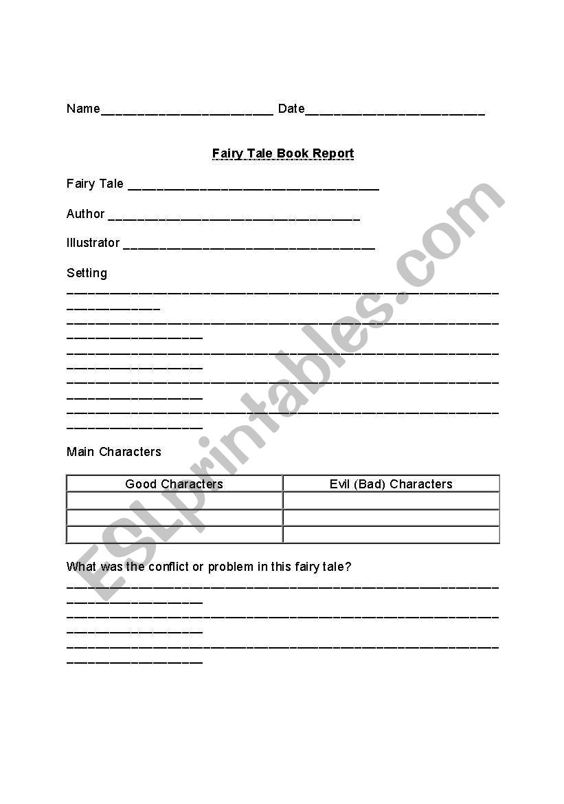 firy tale worksheet