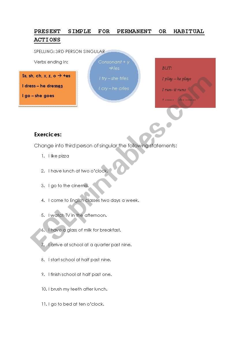 present simple exercices worksheet