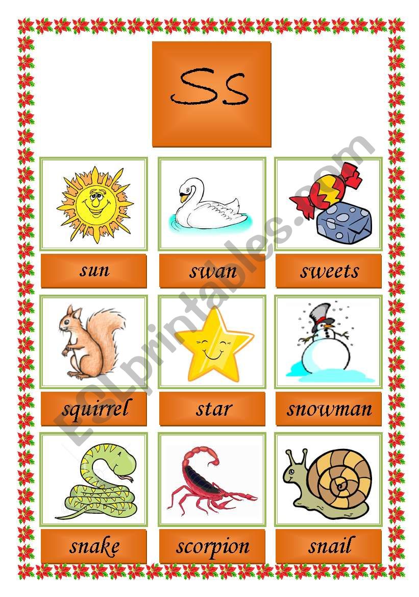 picture dictionary letter s ( 2 pages)