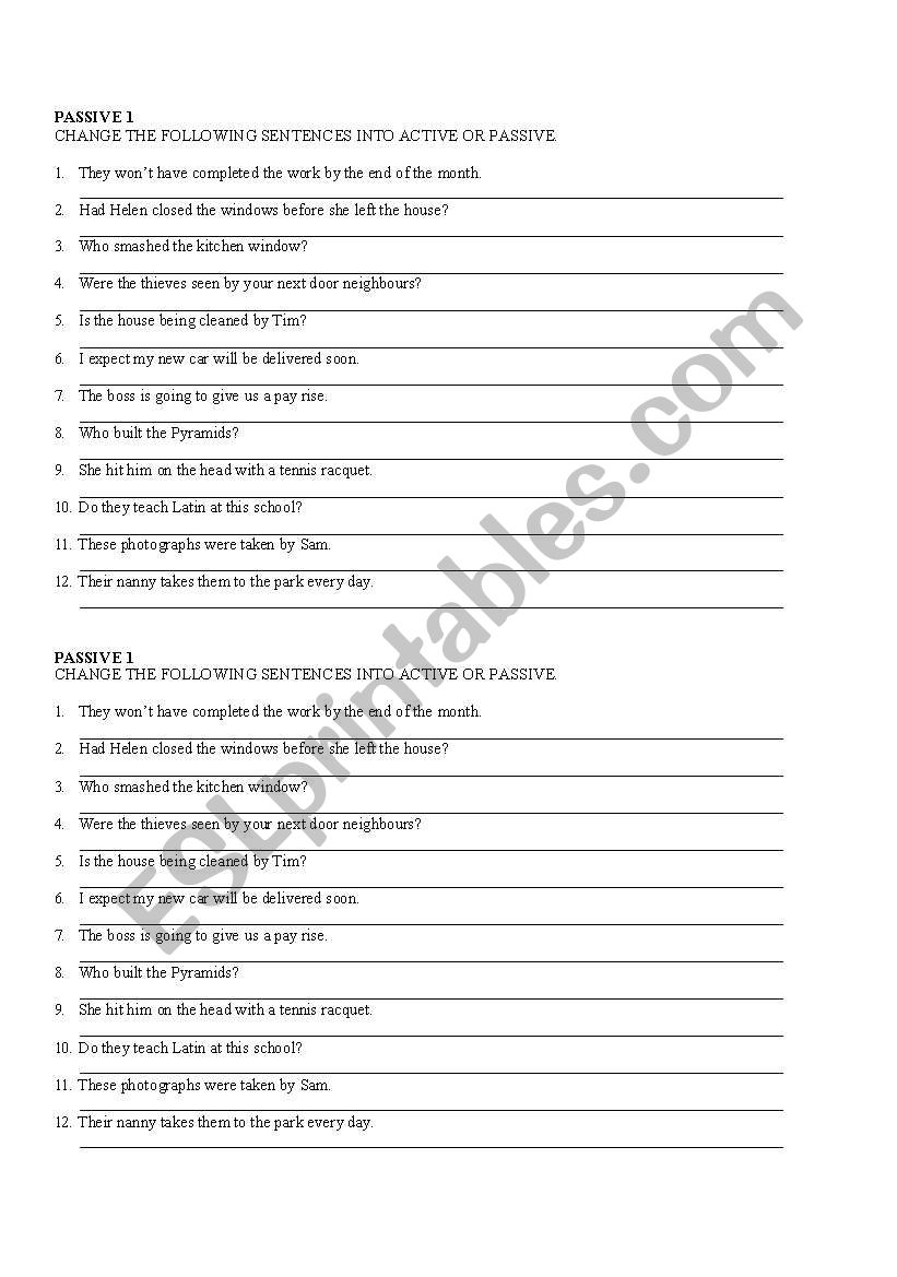 PASSIVE VOICE worksheet