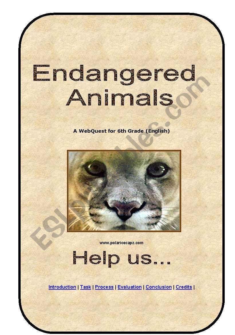 Webquest Endangered Animals worksheet