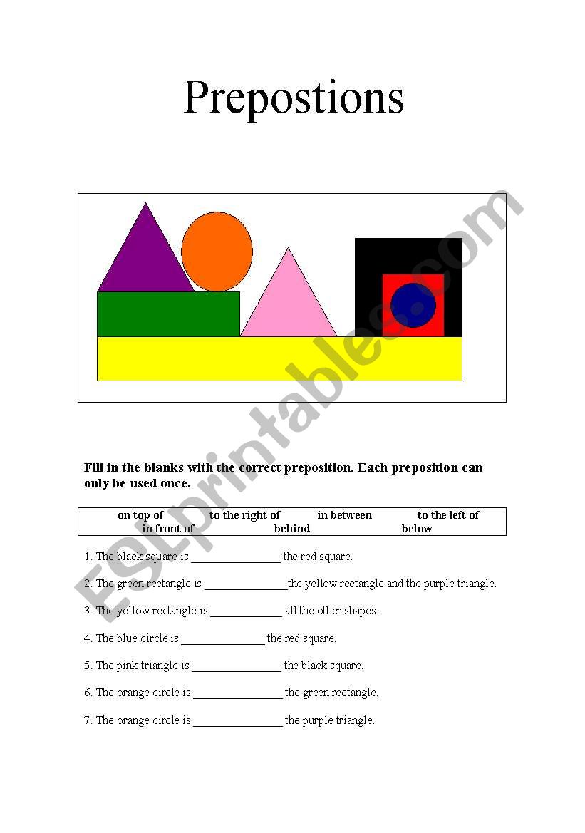 Shapes, colors and prepositions