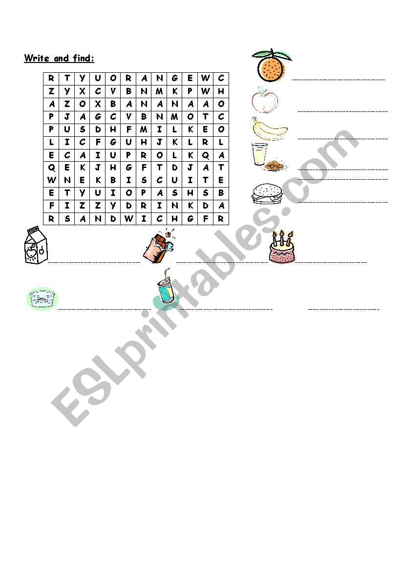 Food and Drink Puzzle worksheet