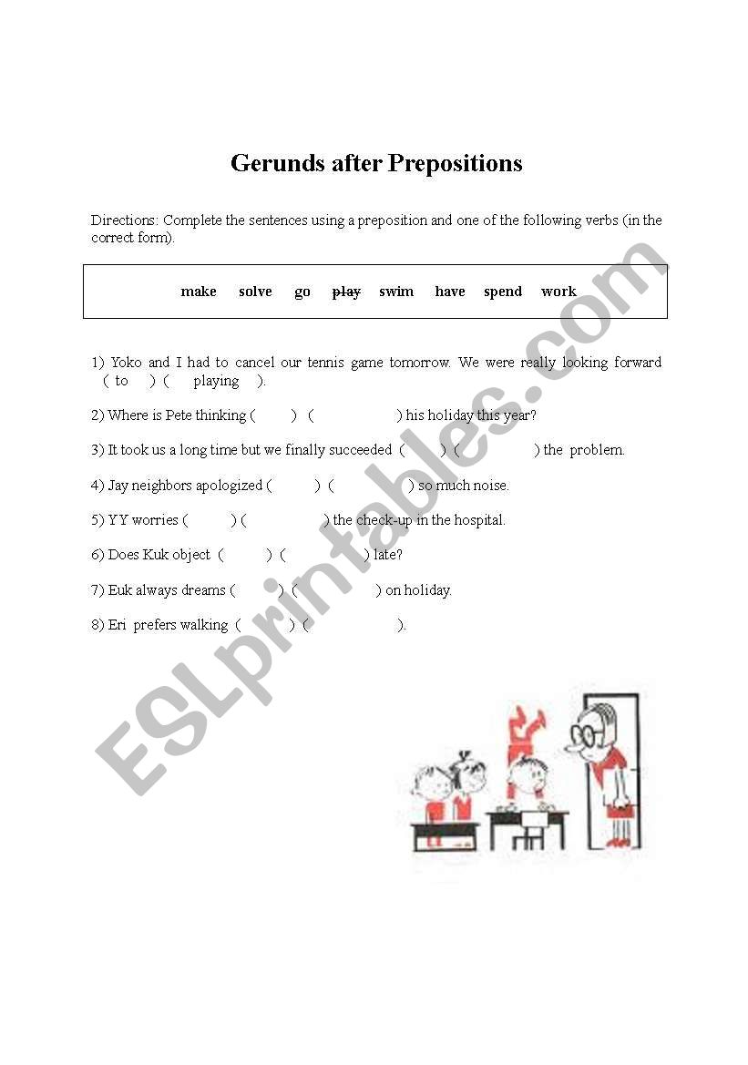 fill in the blanks (Gerunds)  worksheet