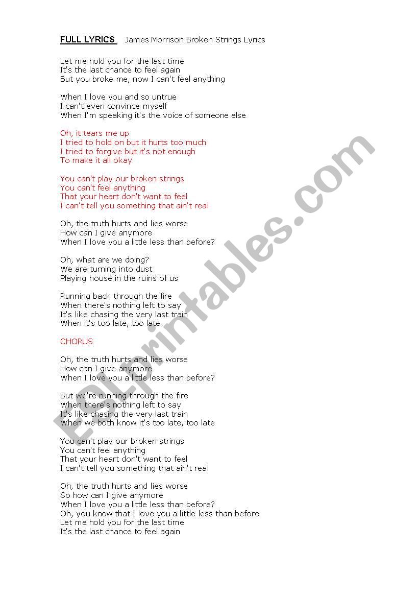 BROKEN STRINGS by James Morrison