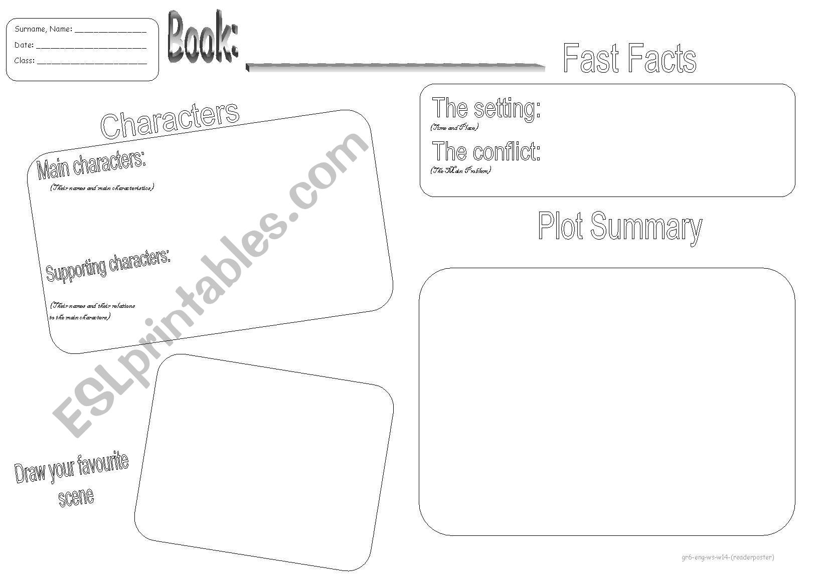 a book poster worksheet