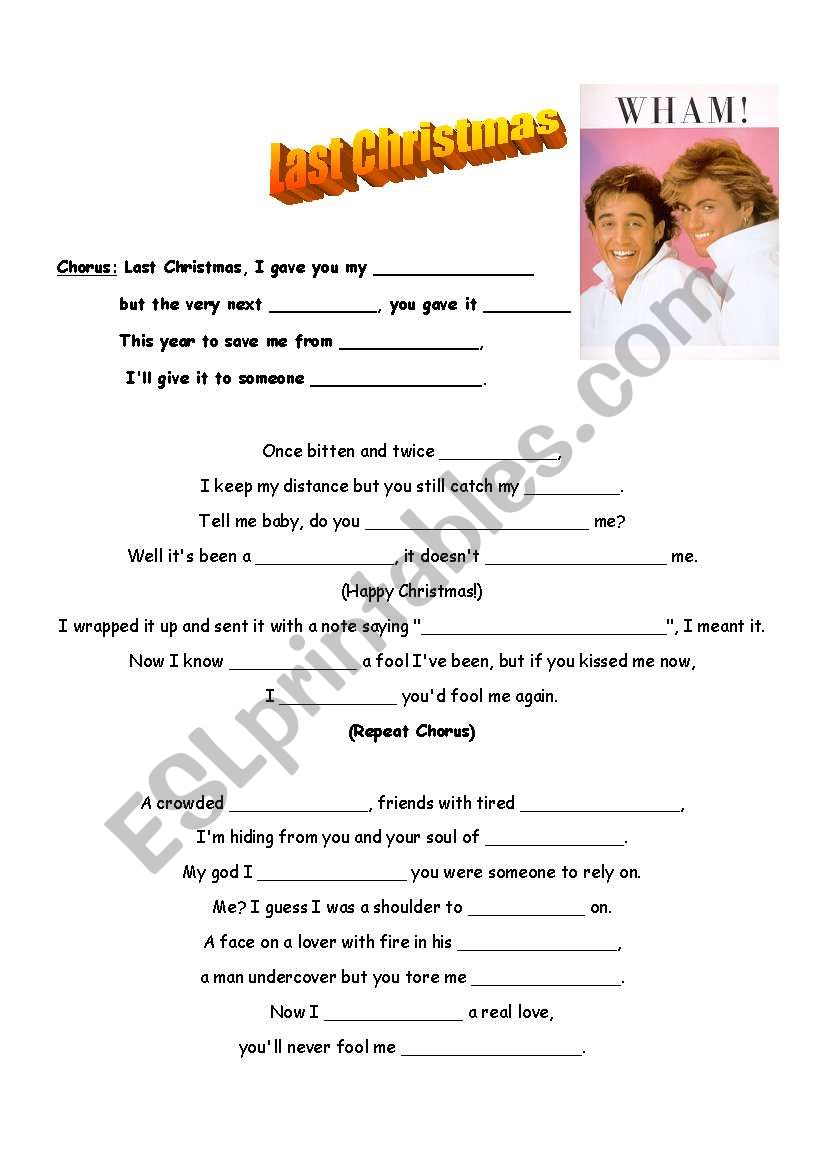 Song "Last Christmas" by Wham! - ESL worksheet by zooflo
