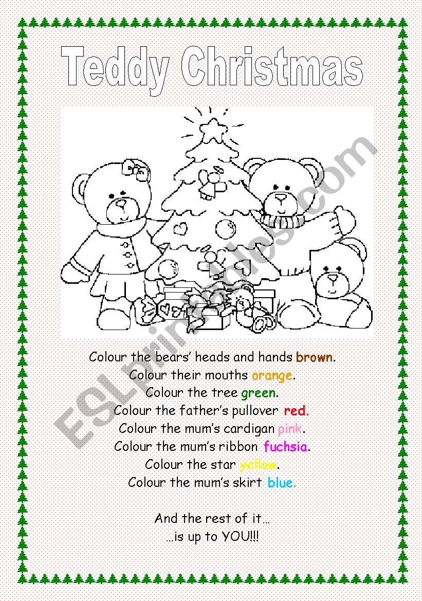 Teddy Christmas worksheet