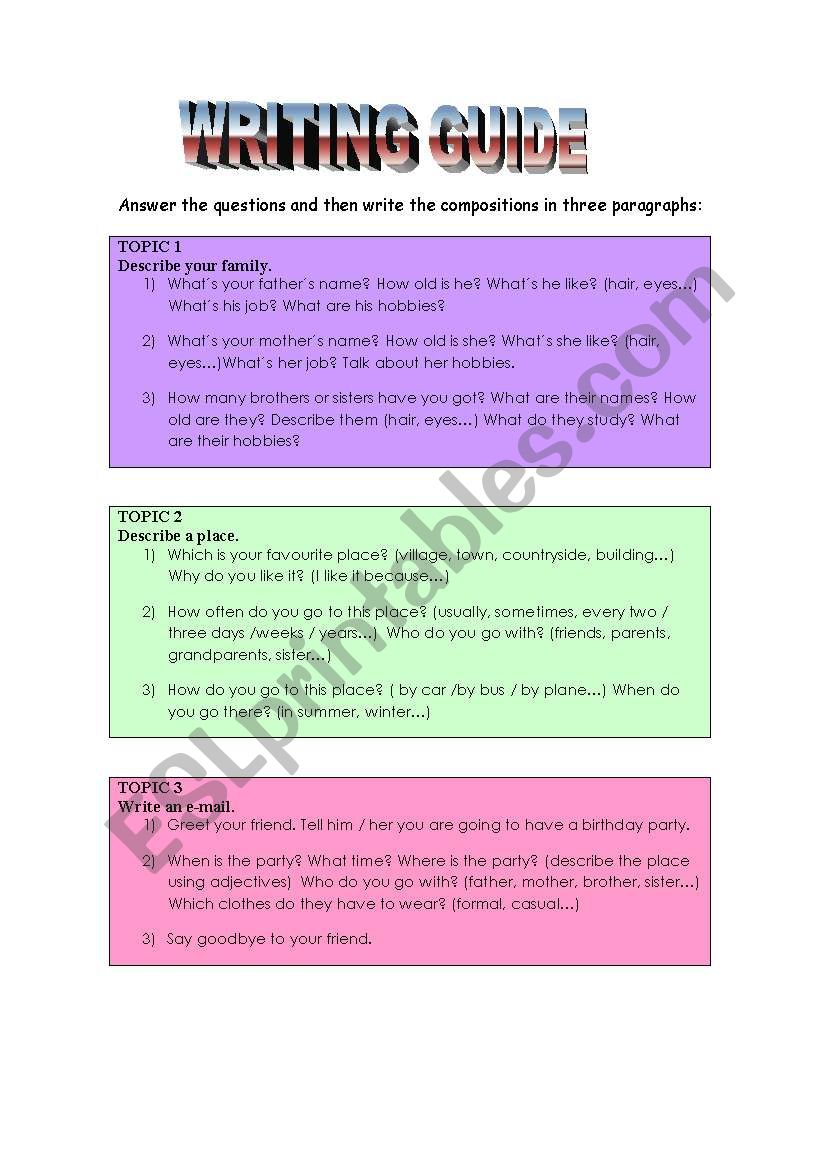 Writing guide worksheet