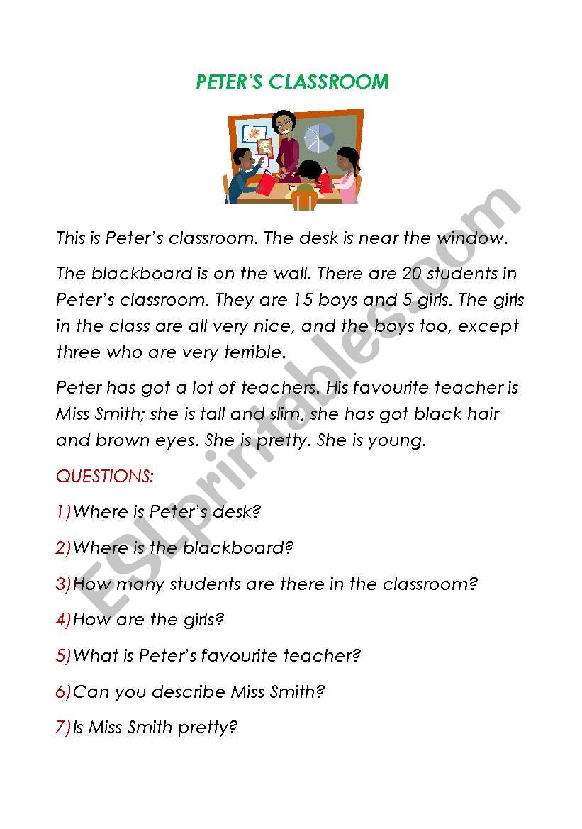 peters classroom worksheet