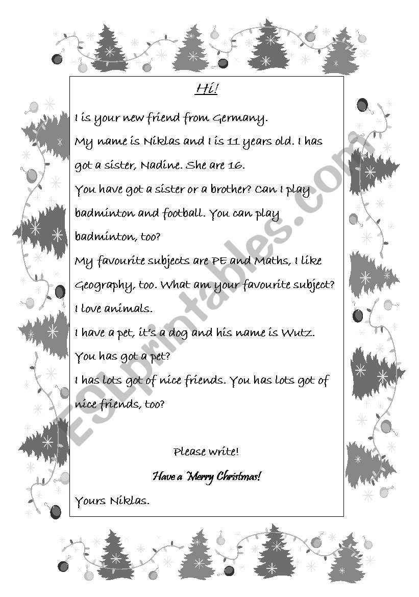 Letter with mistakes worksheet