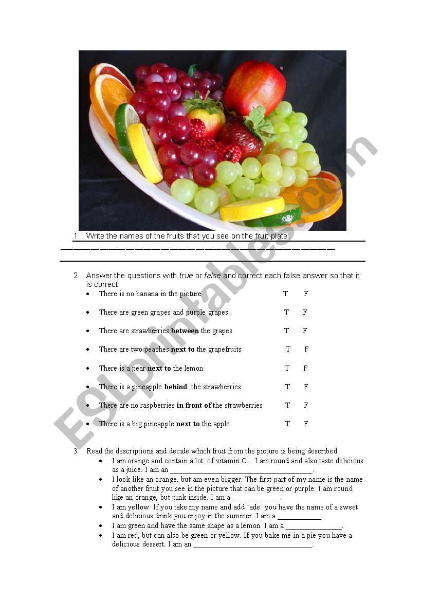 Fruit worksheet