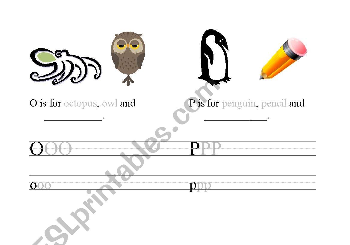 ABC Book (O to P) worksheet