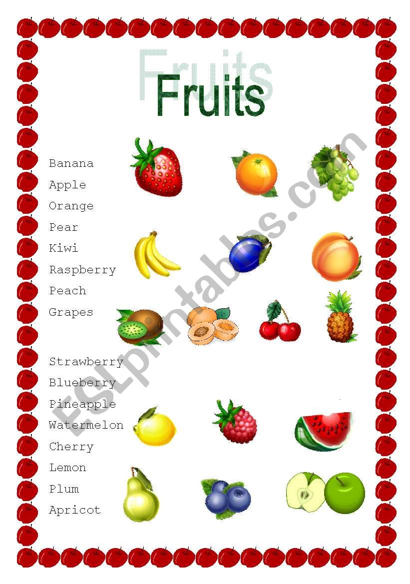 Fruits worksheet