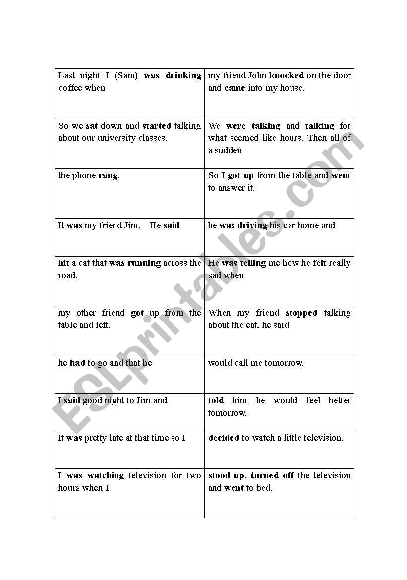 Past Continuous Story Activity