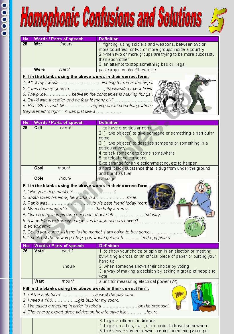 Homophonic Confusions ans Solutions 5