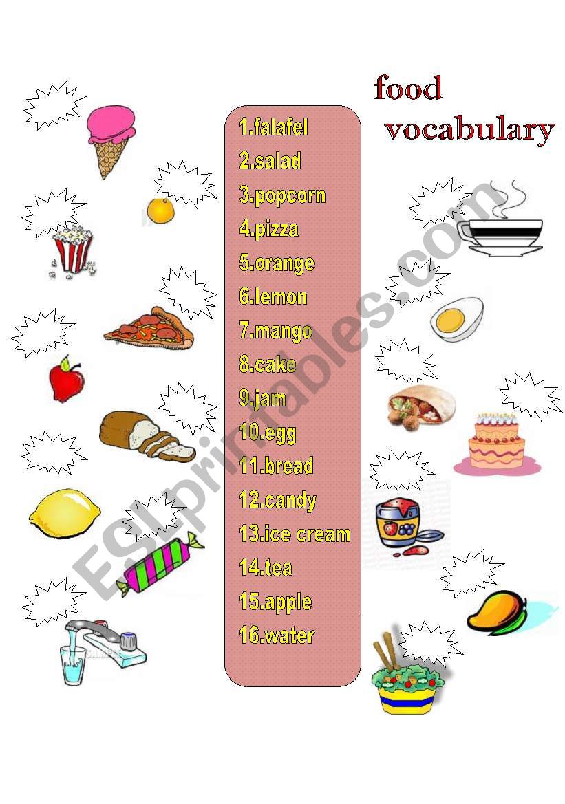 food  worksheet