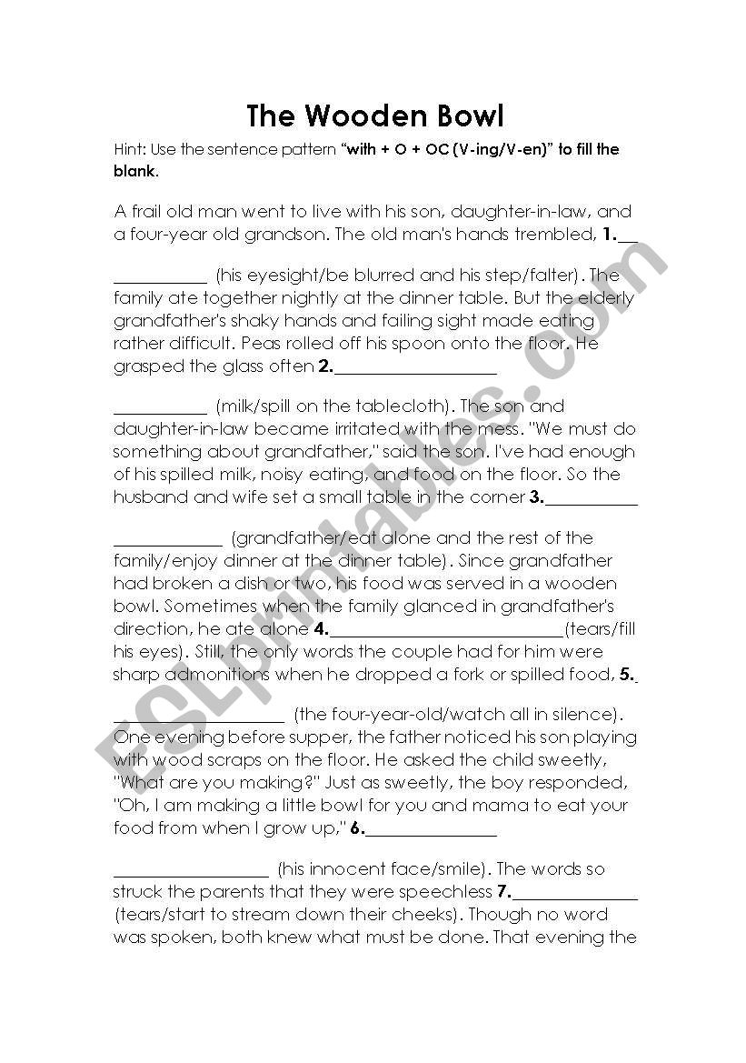 The Wooden Bowl worksheet