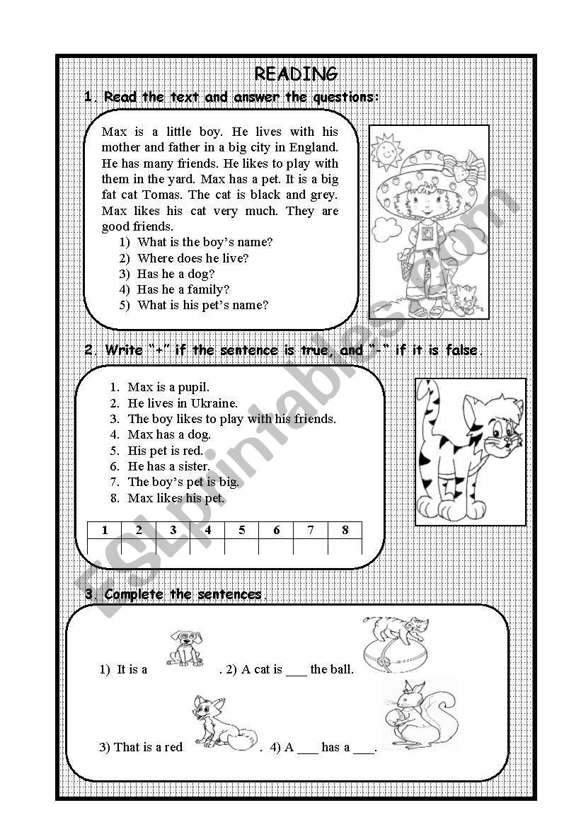 Reading test for elementary p-s