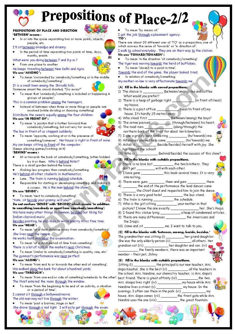 Prepositions of Place-2/2 worksheet