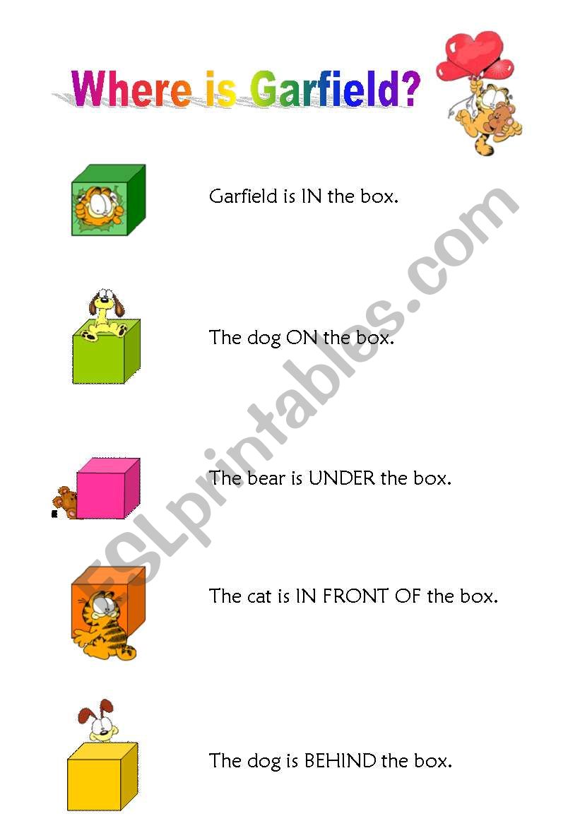 Where is Garfield? Prepositions of Garfield