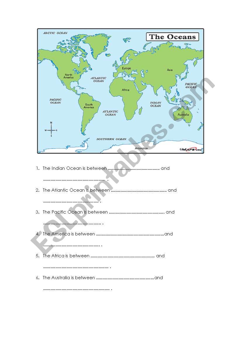 Oceans worksheet