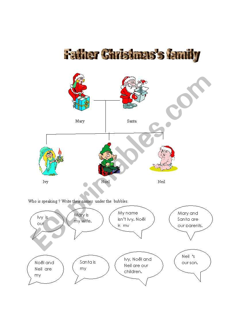 Father Christmass family worksheet
