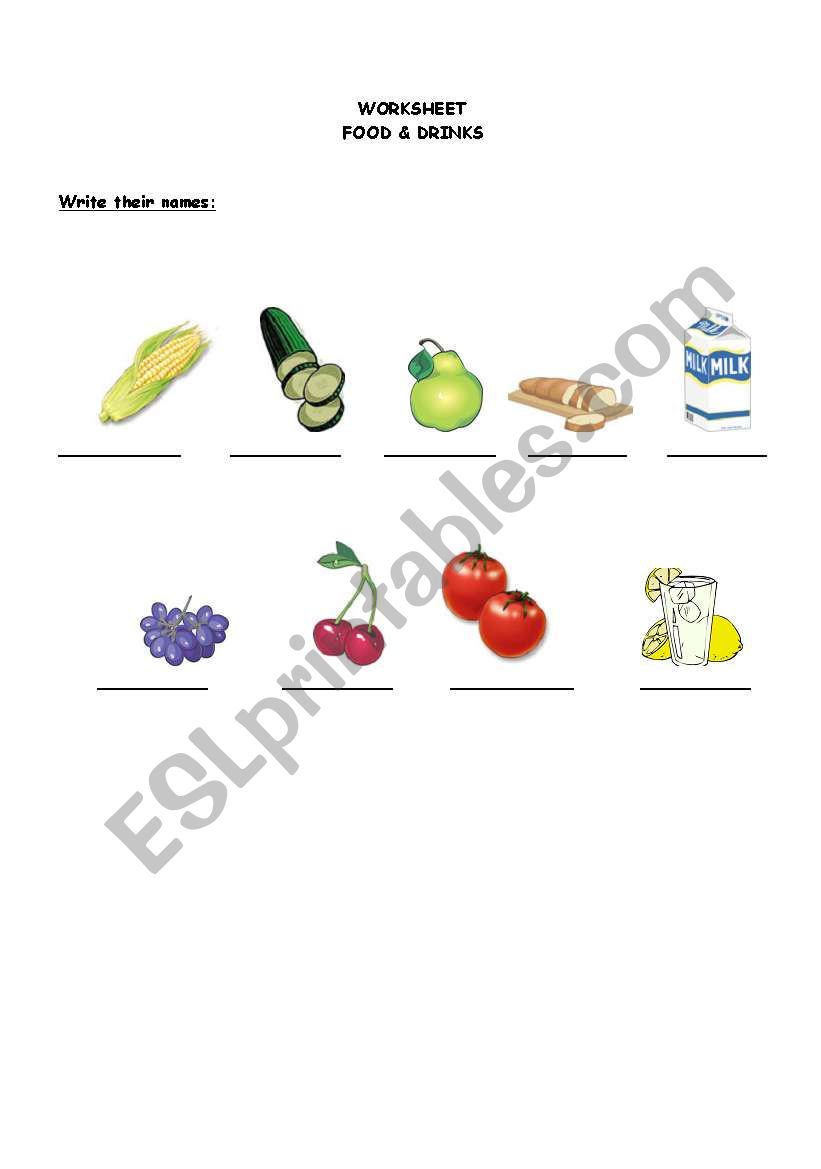 Food and drinks worksheet worksheet